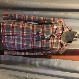 Banana Republic plaid flannel shirt with ruffle size Small